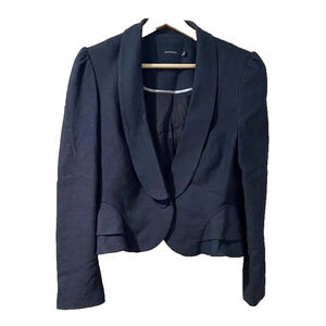 Portmans Womens Blazer Jacket Size 14 Cropped Black Long Sleeve Lining A001743